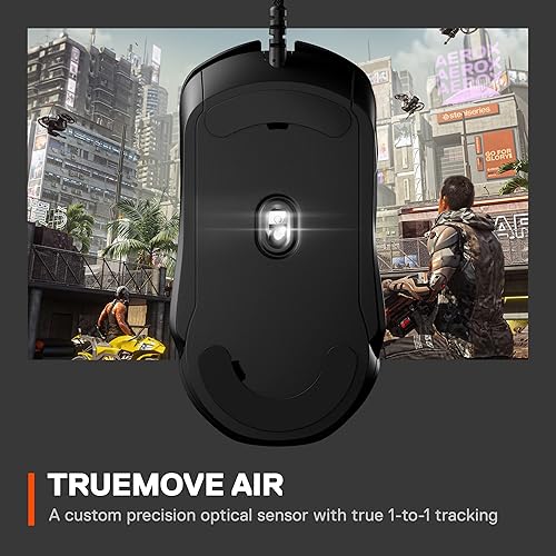 STEELSERIES RIVAL 5 GAMING MOUSE BLACK 18,000 CPI TRUEMOVE AIR, 9 PROGRAMMABLE BUTTONS, RGB