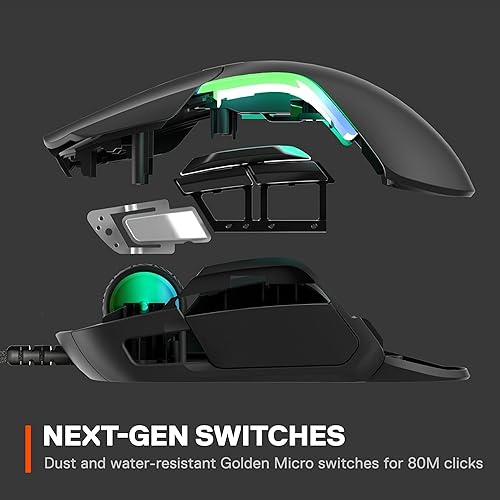 STEELSERIES RIVAL 5 GAMING MOUSE BLACK 18,000 CPI TRUEMOVE AIR, 9 PROGRAMMABLE BUTTONS, RGB