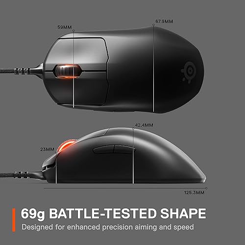 STEELSERIES PRIME ESPORTS FPS GAMING MOUSE ULTRA LIGHTWEIGHT, 5 BUTTONS, RGB, 18K CPI SENSOR