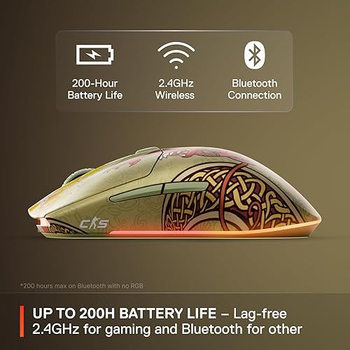 STEELSERIES CS2 DRAGON LORE WIRELESS GAMING MOUSE 18K DPI, BLUETOOTH 2.4GHZ, 200HR BATTERY