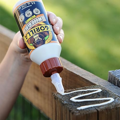 GORILLA ULTIMATE WATERPROOF WOOD GLUE 8OZ NATURAL COLOR, PACK OF 6 FOR INDOOR OUTDOOR USE