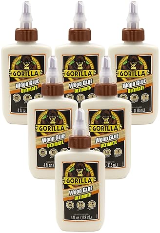 GORILLA ULTIMATE WATERPROOF WOOD GLUE 4OZ PACK OF 6 NATURAL COLOR INDOOR OUTDOOR USE