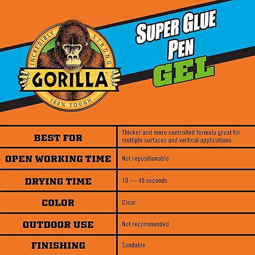 GORILLA SUPER GLUE GEL PEN 5.5G PACK OF 2 STRONG, PRECISE ADHESIVE FOR REPAIRS