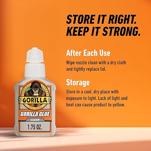 GORILLA CLEAR GLUE 1.75 OZ BOTTLE CRYSTAL CLEAR, ALL-PURPOSE, WATER RESISTANT ADHESIVE