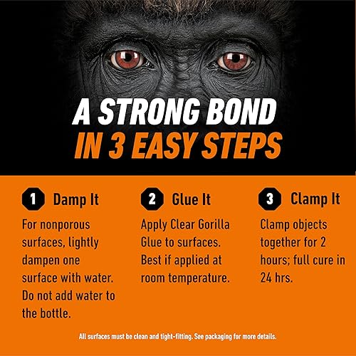 GORILLA CLEAR GLUE 1.75 OZ PACK OF 2 CRYSTAL CLEAR, ALL-PURPOSE, WATER RESISTANT ADHESIVE