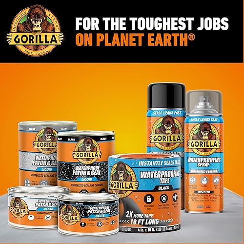GORILLA WATERPROOF BLACK PATCH SEAL TAPE 4X10 WEATHERPROOF LEAK REPAIR TAPE PACK OF 1