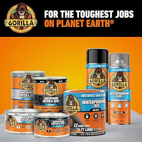 GORILLA WATERPROOF CLEAR PATCH SEAL TAPE 4X8 PERMANENT WEATHER-RESISTANT LEAK REPAIR