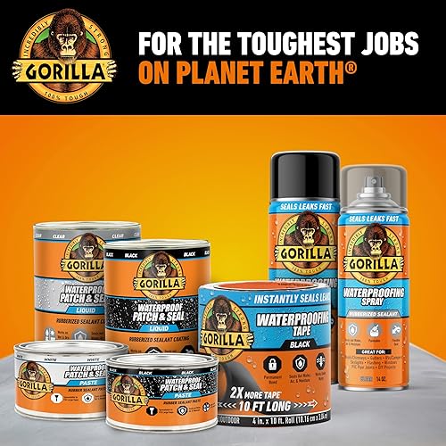 GORILLA WATERPROOF PATCH SEAL TAPE 4X10 WHITE, PACK OF 4 WEATHERPROOF LEAK REPAIR