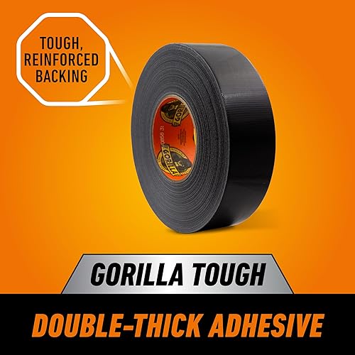 GORILLA BLACK DUCT TAPE 1.88X50YD HEAVY DUTY, WEATHER RESISTANT FOR INDOOR OUTDOOR USE