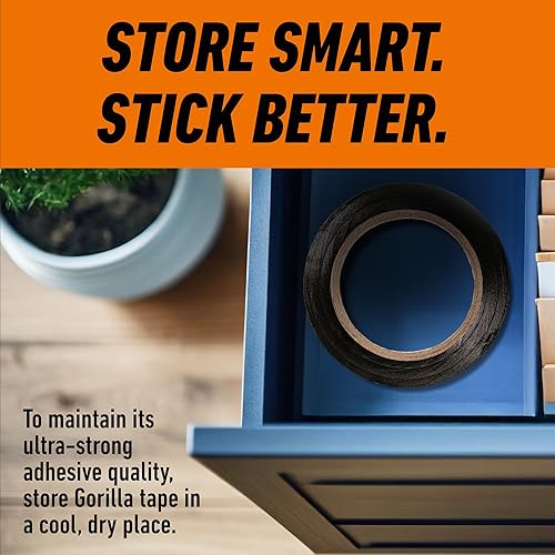 GORILLA BLACK DUCT TAPE 1.88 X 35 YD, PACK OF 6 HEAVY DUTY, WEATHER RESISTANT FOR INDOOR OUTDOOR