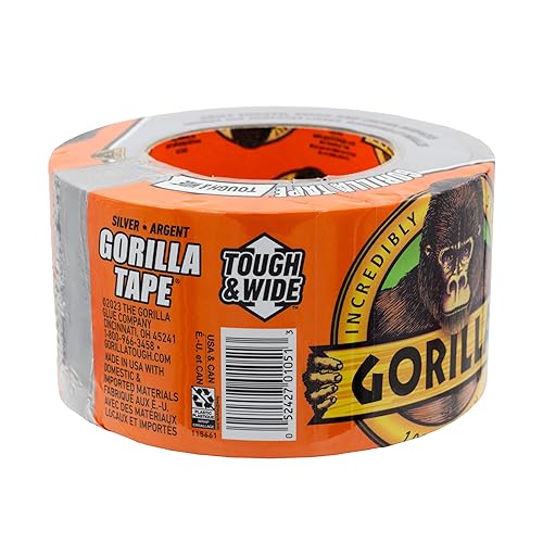GORILLA TAPE HEAVY DUTY SILVER 2.88 X 25 YD, WEATHER RESISTANT, INDOOR OUTDOOR, PACK OF 4