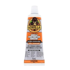 GORILLA MAX STRENGTH CLEAR CONSTRUCTION ADHESIVE 2.5OZ TUBE WATERPROOF, GAP FILLING GLUE