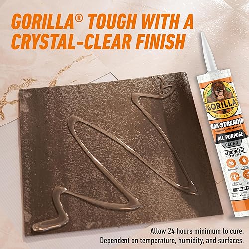 GORILLA MAX STRENGTH CLEAR CONSTRUCTION ADHESIVE 9OZ CARTRIDGE WATERPROOF, GAP FILLING GLUE