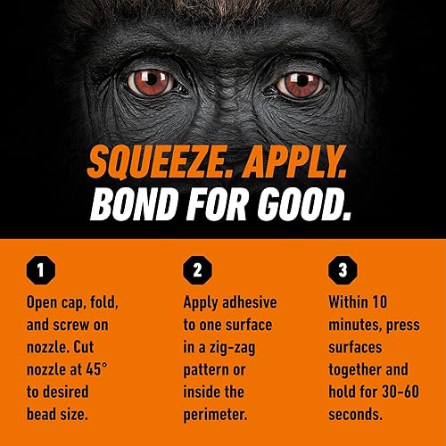 GORILLA MAX STRENGTH CLEAR CONSTRUCTION ADHESIVE 9OZ CARTRIDGE WATERPROOF, GAP FILLING GLUE