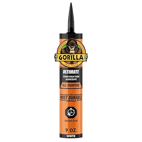GORILLA HEAVY DUTY CONSTRUCTION ADHESIVE 9OZ WHITE CARTRIDGE STRONG, DURABLE, PACK OF 1