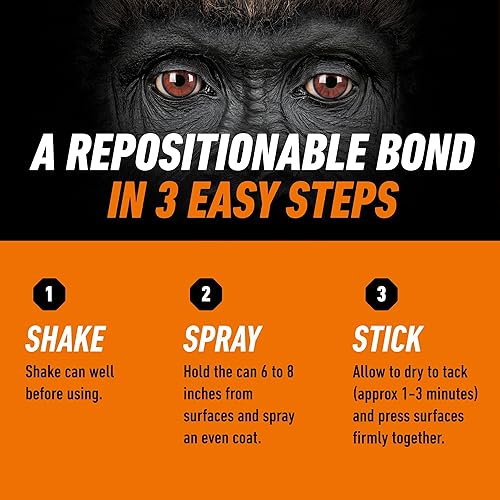 GORILLA CONTACT ADHESIVE ULTIMATE 12.2OZ WHITE SPRAY GLUE STRONG BOND PACK OF 1