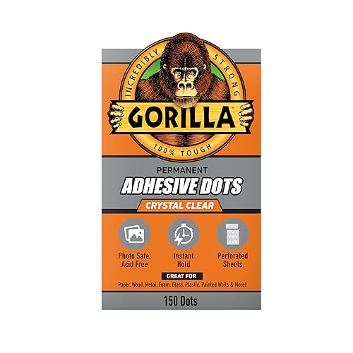 GORILLA CLEAR DOUBLE-SIDED PERMANENT ADHESIVE DOTS, 0.5 DIAMETER, 150 PIECES, PHOTO SAFE