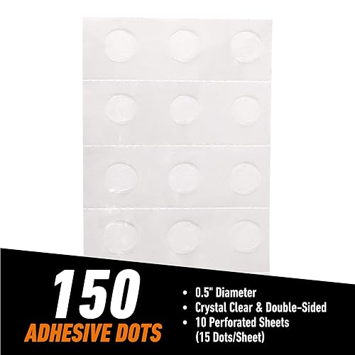 GORILLA CLEAR DOUBLE-SIDED PERMANENT ADHESIVE DOTS, 0.5 DIAMETER, 150 PIECES, PHOTO SAFE