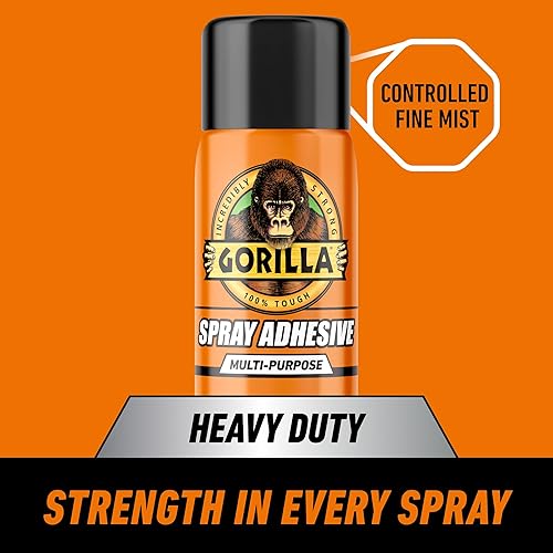 GORILLA HEAVY DUTY CLEAR SPRAY ADHESIVE 14OZ, PACK OF 2 ALL-PURPOSE INDOOR OUTDOOR GLUE