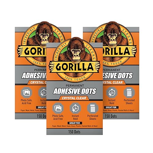 GORILLA CLEAR DOUBLE-SIDED PERMANENT ADHESIVE DOTS, 0.5 DIAMETER, 450 PIECES PACK