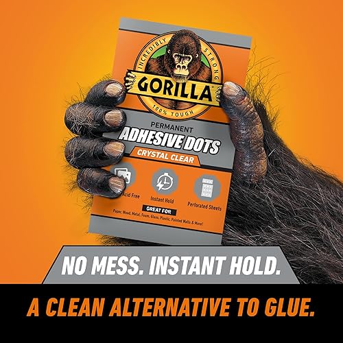 GORILLA CLEAR DOUBLE-SIDED PERMANENT ADHESIVE DOTS, 0.5 DIAMETER, 450 PIECES PACK