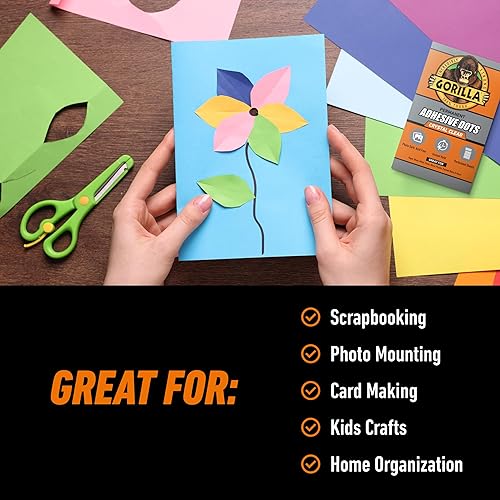 GORILLA CLEAR DOUBLE-SIDED PERMANENT ADHESIVE DOTS, 0.5 DIAMETER, 450 PIECES PACK