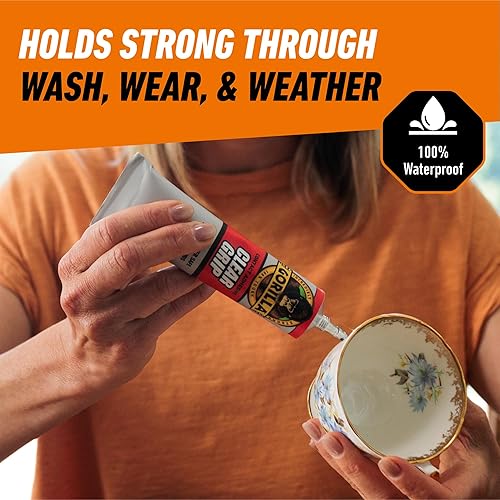 GORILLA CLEAR GRIP WATERPROOF CONTACT ADHESIVE 3OZ TUBE PACK OF 3 FAST, FLEXIBLE, PERMANENT