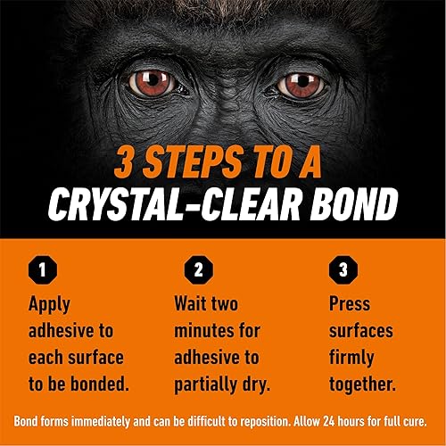 GORILLA CLEAR GRIP WATERPROOF CONTACT ADHESIVE 3OZ TUBE PACK OF 3 FAST, FLEXIBLE, PERMANENT