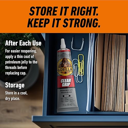 GORILLA CLEAR GRIP WATERPROOF CONTACT ADHESIVE 3OZ TUBE PACK OF 3 FAST, FLEXIBLE, PERMANENT
