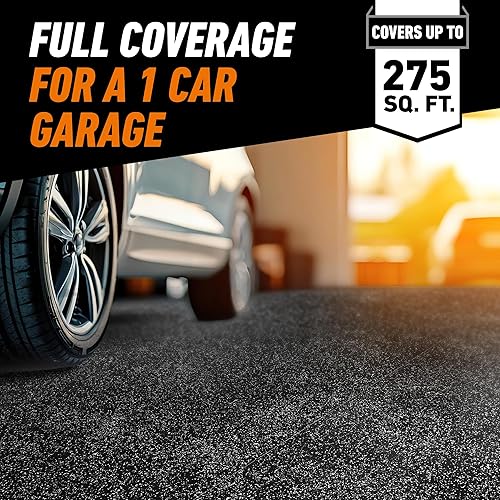 GORILLA EPOXY GARAGE FLOOR COATING KIT 7 PC, 1-CAR, DURABLE HIGH GLOSS BLACK, 275 SQ FT COVERAGE