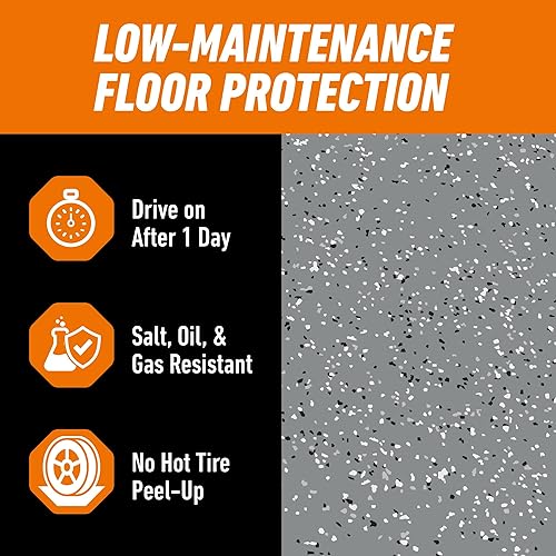 GORILLA EPOXY GARAGE FLOOR COATING KIT 7 PC, 1-CAR, DURABLE HIGH GLOSS GRAY, 275 SQ FT