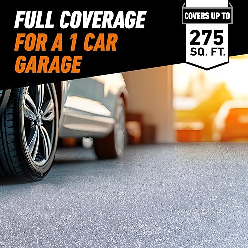 GORILLA EPOXY GARAGE FLOOR COATING KIT 7 PC, 1-CAR, DURABLE HIGH GLOSS GRAY, 275 SQ FT