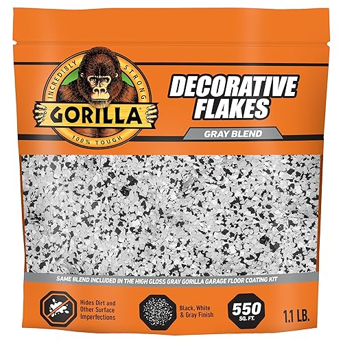 GORILLA GARAGE FLOOR COATING DECORATIVE FLAKES GRAY BLACK WHITE BLEND 550 SQ. FT. COVERAGE