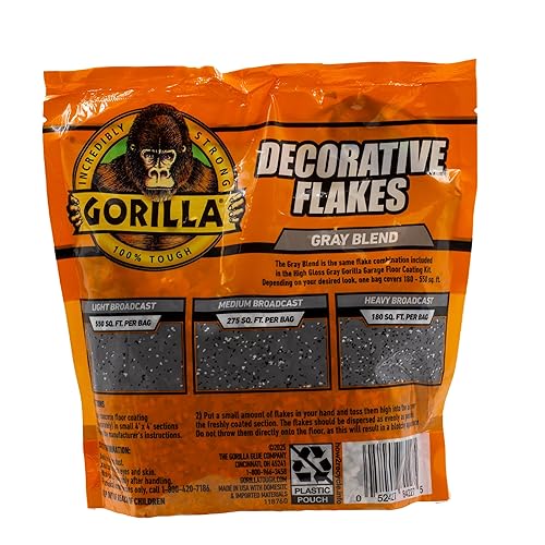 GORILLA GARAGE FLOOR COATING DECORATIVE FLAKES GRAY BLACK WHITE BLEND 550 SQ. FT. COVERAGE