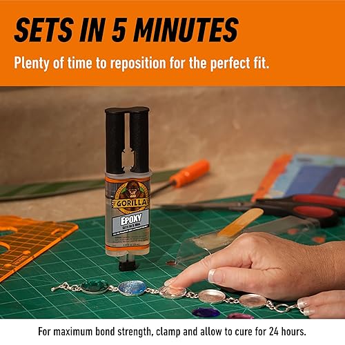 GORILLA CLEAR 2 PART EPOXY SYRINGE 0.85 OZ - 5 MINUTE SET, STRONG DURABLE BOND 1 PACK