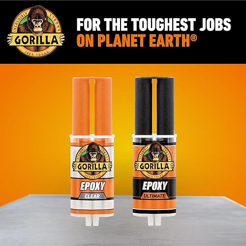 GORILLA EPOXY ULTIMATE WATERPROOF 10-MINUTE SET PERMANENT BOND BLACK DRY 0.85OZ SYRINGE
