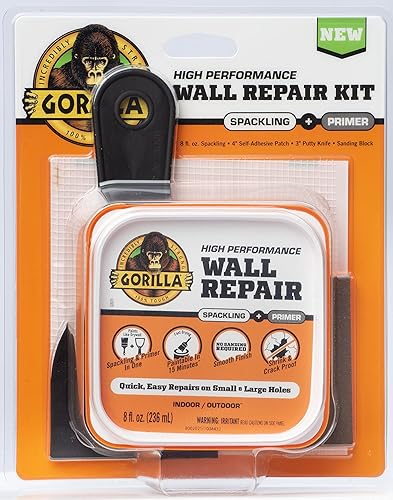 GORILLA HEAVY DUTY WALL REPAIR KIT WITH SPACKLING AND WHITE PRIMER FOR WALL FIXING