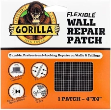 GORILLA 4X4 INCH FLEXIBLE WALL REPAIR PATCH DURABLE, PROFESSIONAL WALL CEILING FIXES, 1 PACK