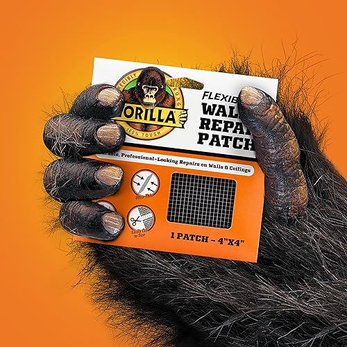 GORILLA 4X4 INCH FLEXIBLE WALL REPAIR PATCH DURABLE, PROFESSIONAL WALL CEILING FIXES, 1 PACK