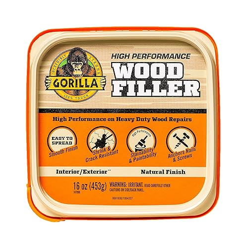 GORILLA ALL PURPOSE WOOD FILLER 16OZ NATURAL FINISH WATER RESISTANT INDOOR OUTDOOR USE