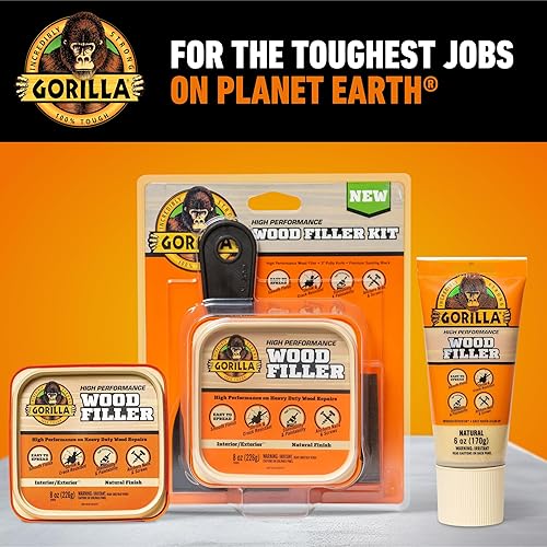 GORILLA ALL PURPOSE WOOD FILLER NATURAL 6OZ TUBE WATER RESISTANT INDOOR OUTDOOR USE