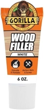 GORILLA WHITE WOOD FILLER 6OZ TUBE WATER RESISTANT ALL PURPOSE WOOD REPAIR FOR INDOOR OUTDOOR