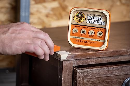 GORILLA ALL PURPOSE WOOD FILLER REPAIR KIT WITH PUTTY KNIFE AND SANDING BLOCK FOR WOOD RESTORATION