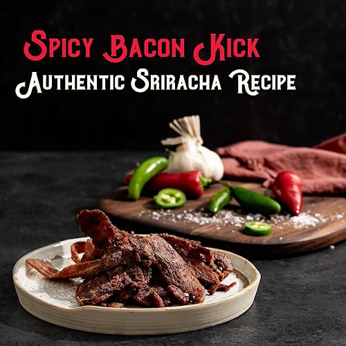 MEAT ARTISAN SRIRACHA UNCURED BACON JERKY 3OZ GLUTEN FREE, NO MSG, NO NITRATES, GOURMET SNACK