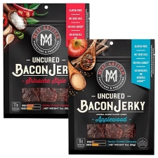 MEAT ARTISAN SRIRACHA APPLEWOOD SMOKED BACON JERKY - GLUTEN FREE, NO MSG, NO NITRATES, 3OZ
