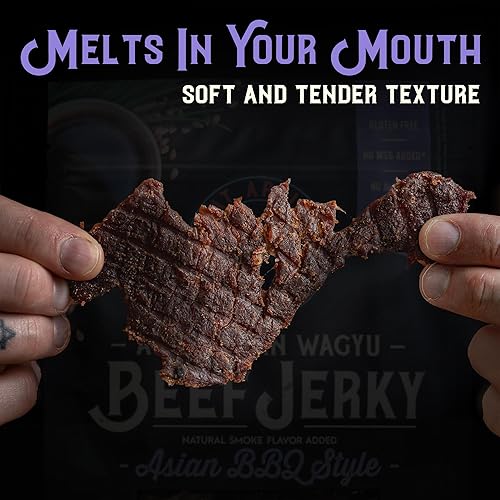 MEAT ARTISAN AUSTRALIAN WAGYU BEEF JERKY ASIAN BBQ - HIGH PROTEIN, GLUTEN FREE, NO MSG, 3OZ GOURMET SNACK