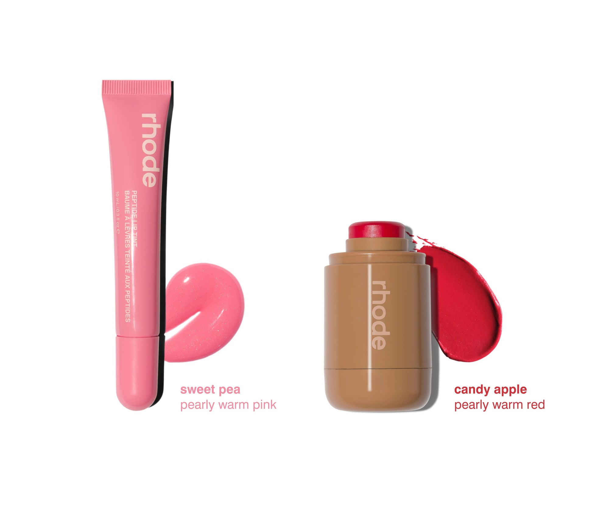 RHODE THE DUOS POCKET BLUSH + PEPTIDE LIP TINT  CANDY APPLE + SWEET PEA -  A PINKY RED PAIR