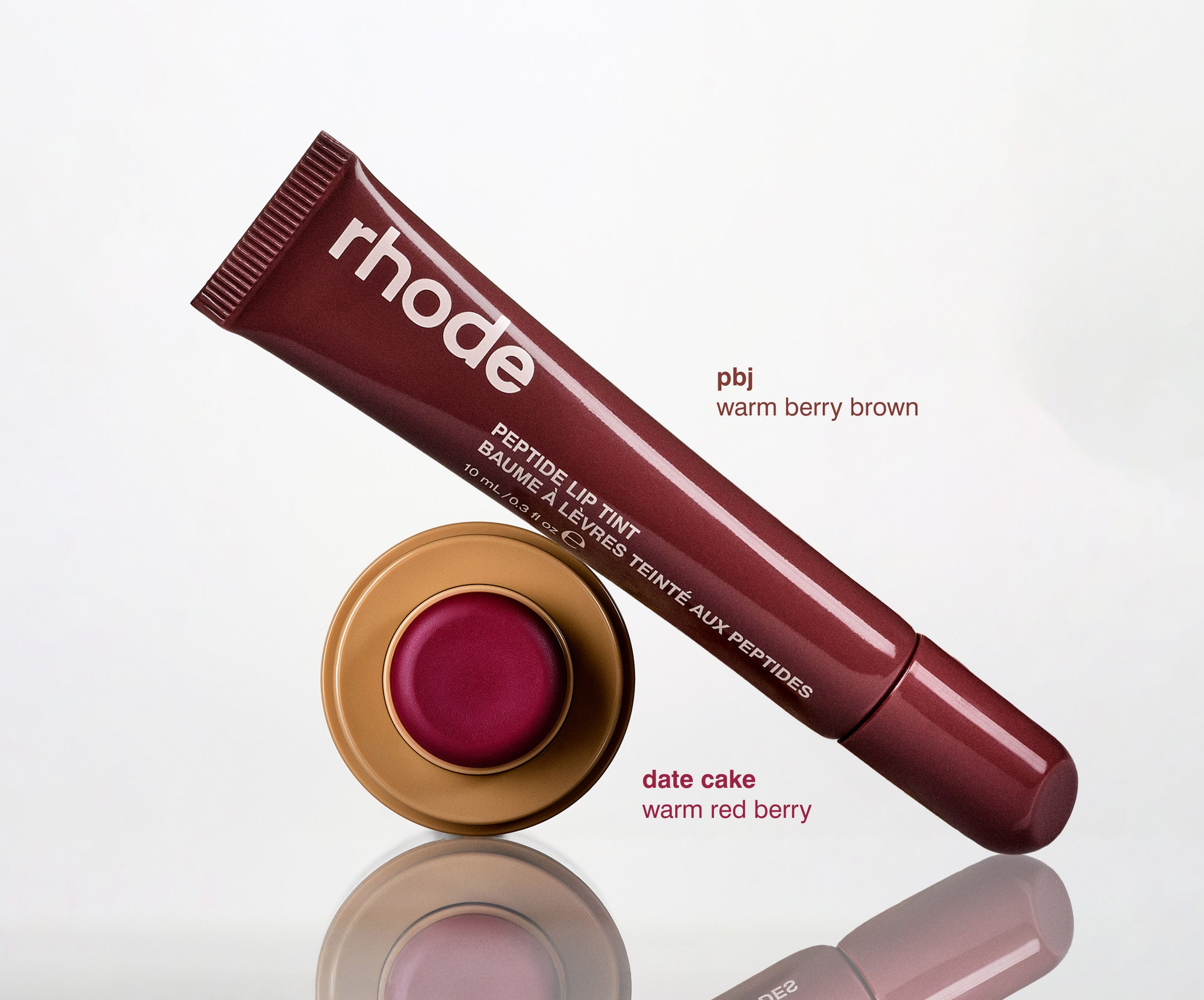 RHODE THE DUOS POCKET BLUSH + PEPTIDE LIP TINT  DATE CAKE + PBJ -  A WARM BERRY PAIR