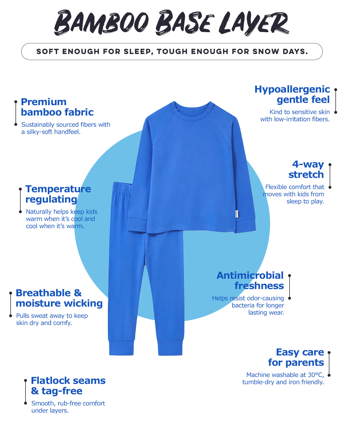 ROARSOME BAMBOO BASE LAYER - OCEAN BLUE