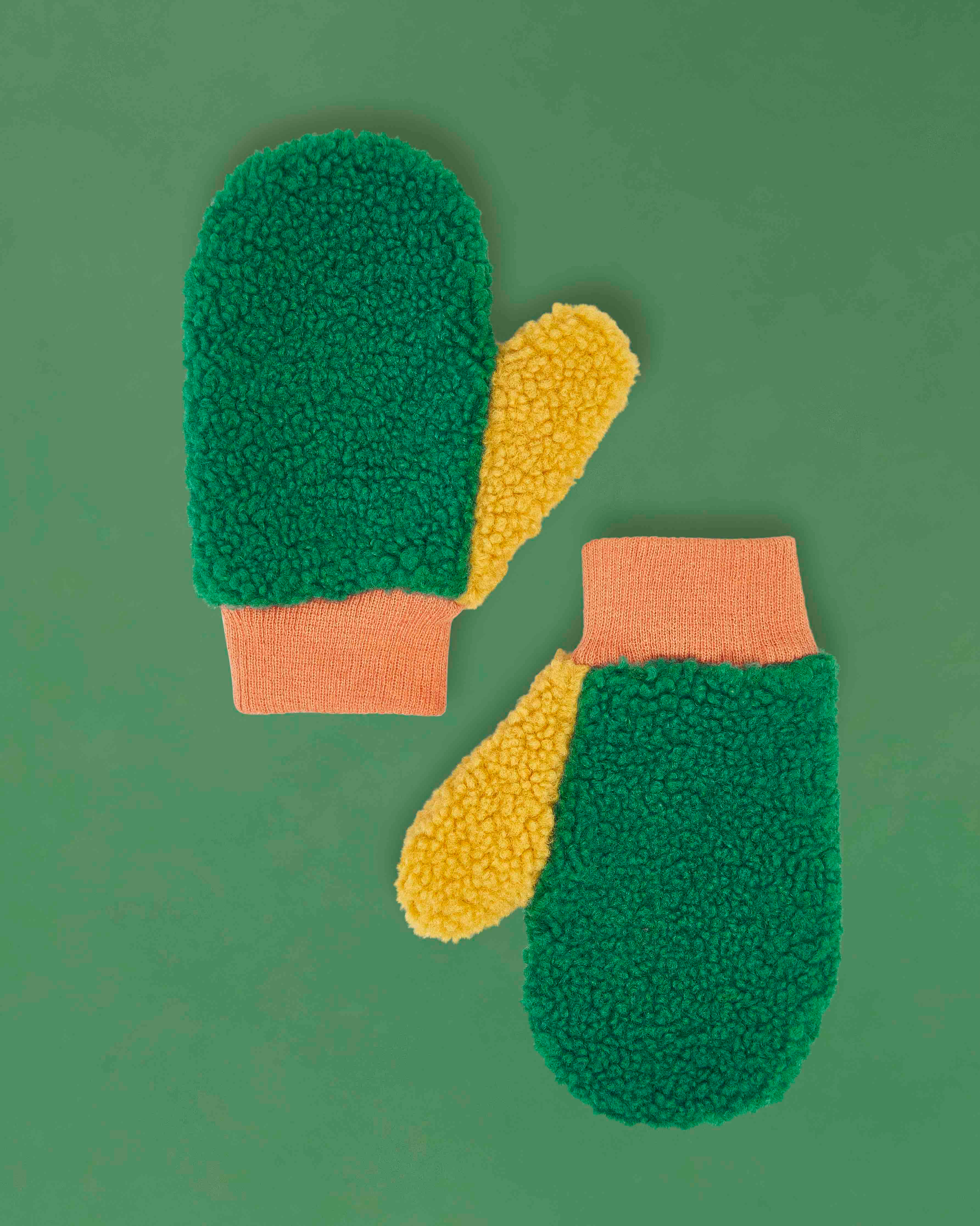 ROARSOME FLEECE MITTENS - GREEN/ORANGE